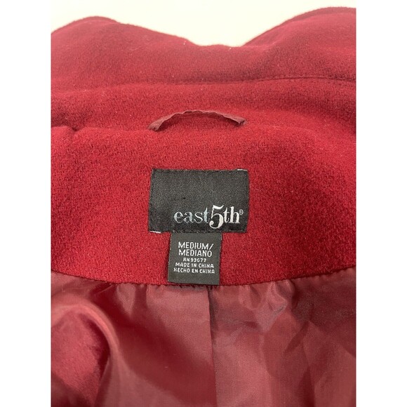 East 5th Wool Blend Pea Coat Womens Red Size Med Front Pockets Old Money Stylish - Picture 8 of 11